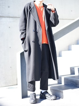 「フォローミー」｜「アイテム（チェスターコート）」を使った、岡本 大護さん（メンズ・180cm）の冬コーディネート