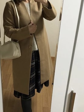 「Honeys（ハニーズ）のアイテム（ノーカラージャケット）」を使った、すずらんさん（レディース・159cm）の冬コーディネート