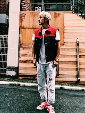 「FREAK'S STORE（フリークスストア）のアイテム（ハンチング/ベレー帽）」を使った、山下竜也さん（メンズ・170cm）の秋コーディネート