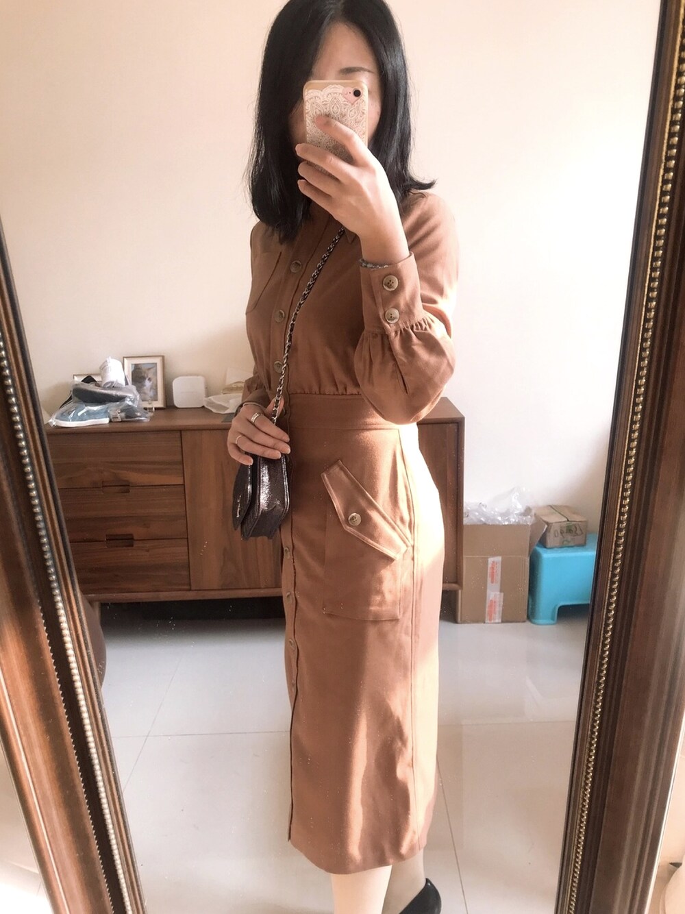 「ESPRITのWoven 洋裝（ワンピース/ドレス、その他）」を使った、林霜さん（レディース・159cm）の春コーディネートの1枚目の写真