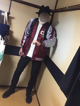「HARE」｜「アイテム（スタジャン）」を使った、sho さん（メンズ・183cm）の冬コーディネート
