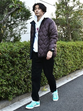 「シップス」｜「アイテム（ブルゾン）」を使った、中山さん（メンズ・177cm）の冬コーディネート