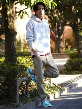 「SHIPS（シップス）のアイテム（パーカー）」を使った、中山さん（メンズ・177cm）の冬コーディネート