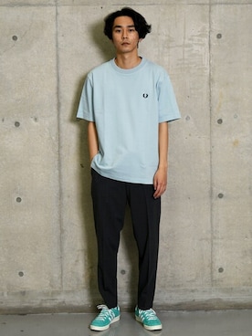 「FRED PERRY（フレッドペリー）のアイテム（Tシャツ/カットソー）」を使った、中山さん（メンズ・177cm）の冬コーディネート
