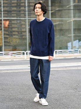 「MACOBER（マコバ）のアイテム」を使った、中山さん（メンズ・177cm）の冬コーディネート