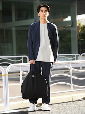 「le coq sportif（ルコックスポルティフ）のアイテム」を使った、中山さん（メンズ・177cm）の春コーディネート