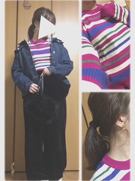「OZOC（オゾック）のアイテム（クラッチバッグ）」を使った、もちもちの木さん（レディース・156cm）の春コーディネート