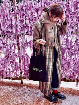 「MHL.」｜「アイテム（チェスターコート）」を使った、F⋓﻿-K△さん（レディース・167cm）の冬コーディネート