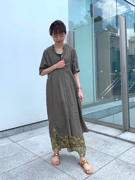 「NOMBRE IMPAIR（ノンブルアンペール）のアイテム（シャツワンピース）」を使った、kazama.さん（レディース・160cm）の夏コーディネート