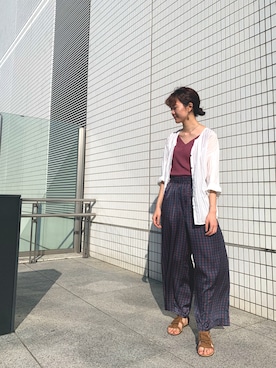 「FIL DE FER（フィルデフェール）のアイテム（パンツ）」を使った、kazama.さん（レディース・161cm）の夏コーディネート