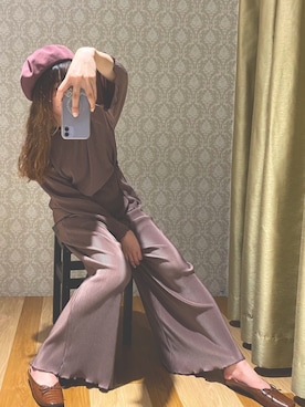「セットアイテム」｜「アイテム（ハンチング/ベレー帽）」を使った、hinacoさん（レディース・163cm）の秋コーディネート