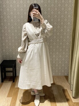 「ELENCARE DUE（エレンカーレデュエ）の・ELENCARE DUE ボリュームスリーブブラウス＊（シャツ/ブラウス、ベージュ系）」を使った、hinacoさん（レディース・163cm）の冬コーディネート