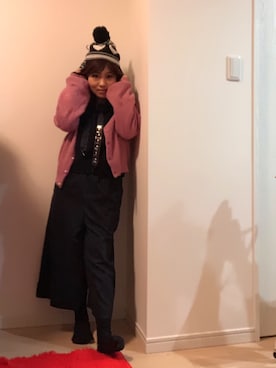 「TOMMY（トミー）のアイテム（ニットキャップ/ビーニー）」を使った、むーたさん（レディース・147cm）の冬コーディネート
