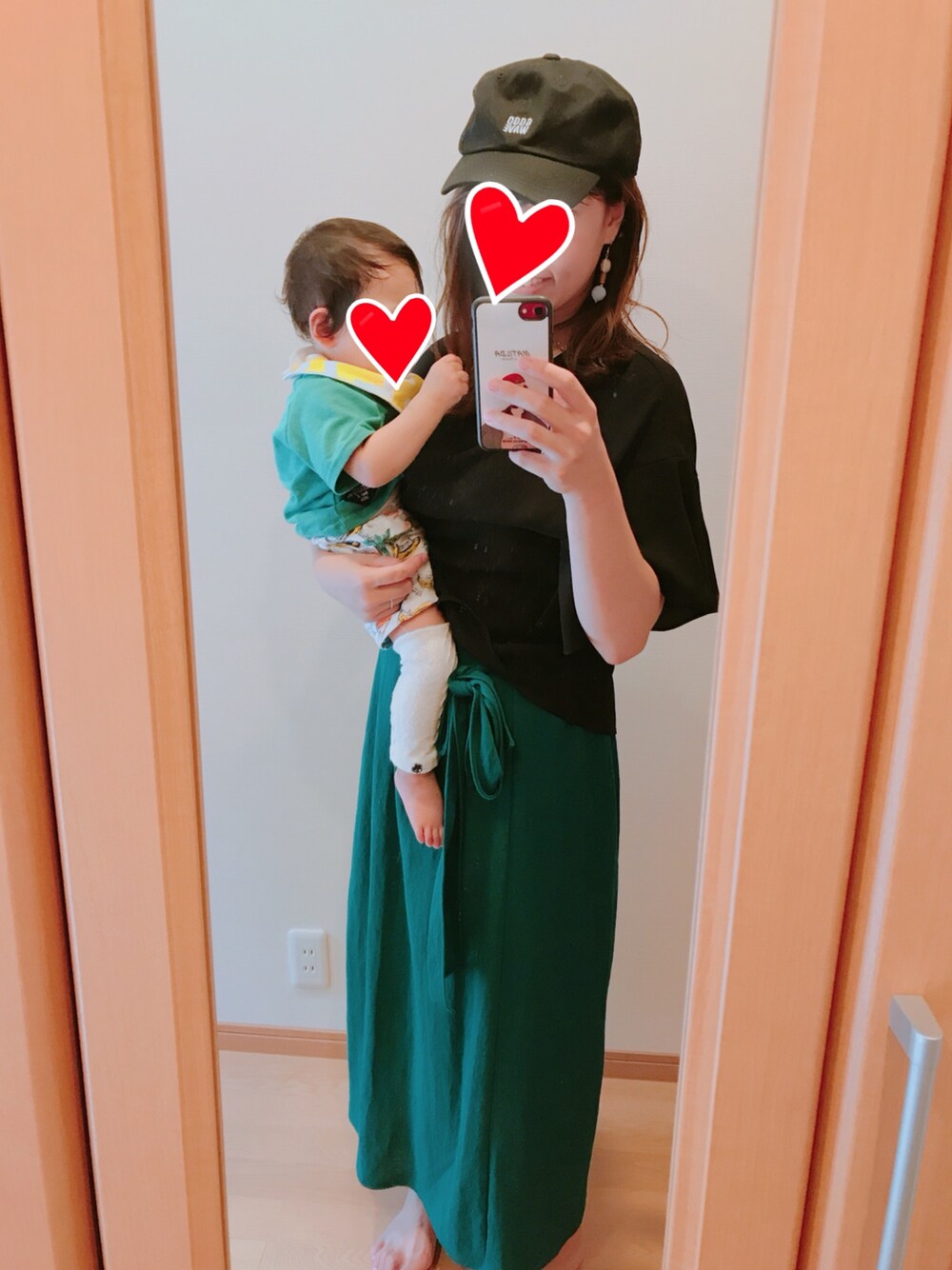 「親子コーデ」｜「GUのアイテム（シャツ/ブラウス、ブラック系）」を使った、nicoさん（レディース・162cm）の夏コーディネートの1枚目の写真