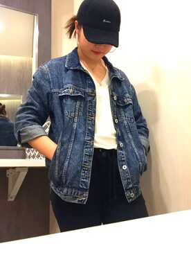 「FUN（ファン）のアイテム（デニムジャケット）」を使った、サヤスタグラムさん（レディース・162cm）の春コーディネート
