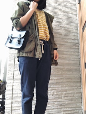 「ehka sopo（エヘカソポ）のアイテム（ミリタリージャケット）」を使った、かもとさん（レディース・163cm）の春コーディネート