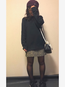 「PUMA」｜「アイテム（ハンチング/ベレー帽）」を使った、junさん（レディース・153cm）の秋コーディネート