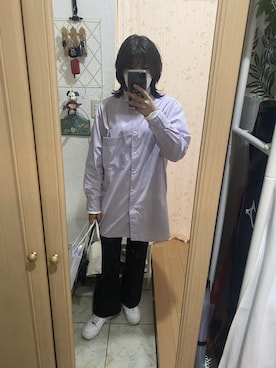 「UNIQLO（ユニクロ）のアイテム（シャツ/ブラウス、パープル系）」を使った、mmkhre0718さん（レディース・163cm）の春コーディネート
