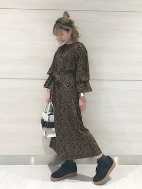 「laboratory work（ラボラトリーワーク）のアイテム（ワンピース/ドレス）」を使った、AKIさん（レディース・151cm）の冬コーディネート