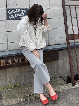 「DONOBAN（ドノバン）の【ブラック系その他/ZOZO限定カラー】フラット足袋パンプス（パンプス）」を使った、donobanstaffさん（レディース・161cm）の春コーディネート