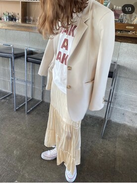 「DONOBAN（ドノバン）のアイテム（テーラードジャケット）」を使った、donobanstaffさん（レディース・161cm）の春コーディネート