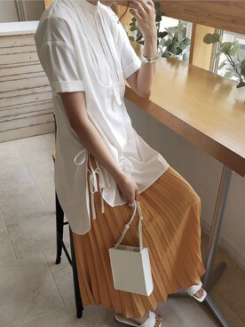 「アイテム（バッグ、ホワイト系）」を使った、donobanstaffさん（レディース・161cm）の夏コーディネート