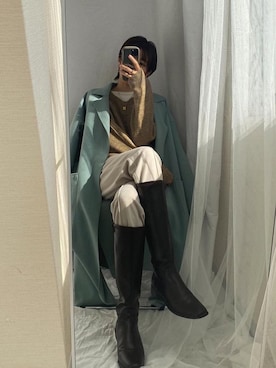 「DONOBAN（ドノバン）のアイテム（チェスターコート）」を使った、donobanstaffさん（レディース・161cm）の冬コーディネート