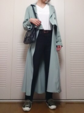 「KOBE LETTUCE（コウベレタス）のアイテム（トレンチコート）」を使った、KTさん（レディース・163cm）の春コーディネート