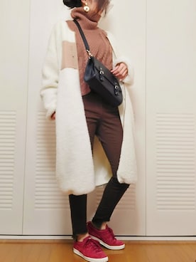 「ブラウンパンツ」｜「アイテム（その他アウター）」を使った、KTさん（レディース・163cm）の秋コーディネート