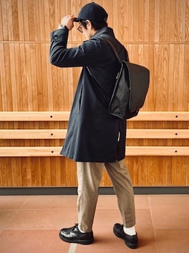 「MACKINTOSH PHILOSOPHY（ﾏｯｷﾝﾄｯｼｭ ﾌｨﾛｿﾌｨｰ）のアイテム（ステンカラーコート）」を使った、700さん（メンズ・180cm）の冬コーディネート