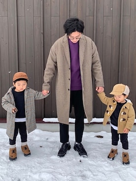 「ZARA（ザラ）のアイテム（ステンカラーコート）」を使った、700さん（メンズ・180cm）の冬コーディネート