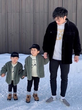 「BRANSHES（ブランシェス）のアイテム（帽子）」を使った、700さん（メンズ・180cm）の冬コーディネート