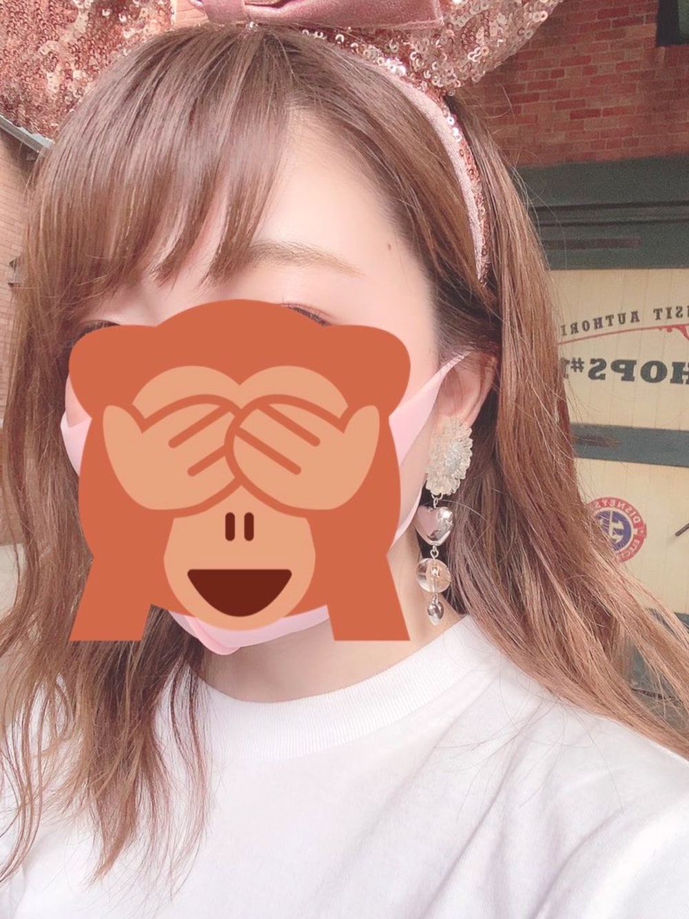 「お気に入り、ピアス、クリア、マーガレット、おおぶりピアス」｜「Handmadeのアイテム（ピアス（両耳用）、その他）」を使った、もんたさん（レディース・157cm）の夏コーディネートの1枚目の写真