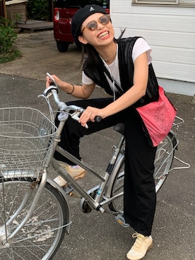 「スケボー」｜「アイテム（ハンチング/ベレー帽）」を使った、anrichさん（レディース・160cm）の夏コーディネート