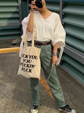 「RIPNDIP（リップンディップ）のアイテム（バッグ）」を使った、anrichさん（レディース・159cm）の夏コーディネート