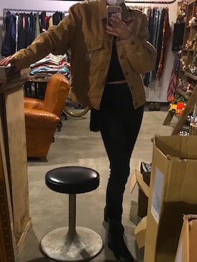 「carhartt」｜「アイテム（デニムジャケット）」を使った、anrichさん（レディース・159cm）の秋コーディネート