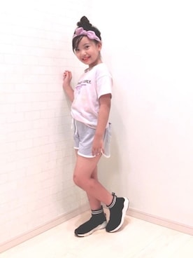 「SOMETHING（サムシング）のアイテム」を使った、ERENAさん（キッズ・125cm）の夏コーディネート