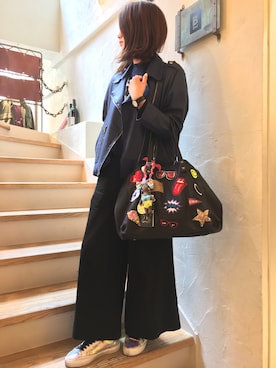 「ワッペン」｜「アイテム（ライダースジャケット）」を使った、B'2nd@shinjukuさん（レディース・158cm）の春コーディネート