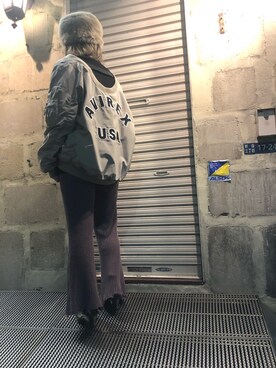 「Yasutoshi Ezumi（ヤストシエズミ）のアイテム（MA-1）」を使った、B'2nd@shinjukuさん（レディース・157cm）の冬コーディネート