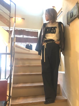 「ラップパンツ」｜「アイテム（ブルゾン）」を使った、B'2nd@shinjukuさん（レディース・157cm）の冬コーディネート