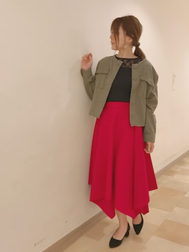 「earth music&ecology（アースミュージックアンドエコロジー）のアイテム（ブルゾン）」を使った、itsuさん（レディース・159cm）の春コーディネート