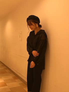 「シースルー」｜「アイテム（ハンチング/ベレー帽）」を使った、itsuさん（レディース・159cm）の春コーディネート
