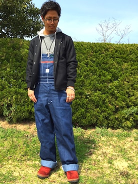 「POINTER（ポインター ）のアイテム（オールインワン・サロペット）」を使った、HrUmPさん（メンズ・175cm）の春コーディネート