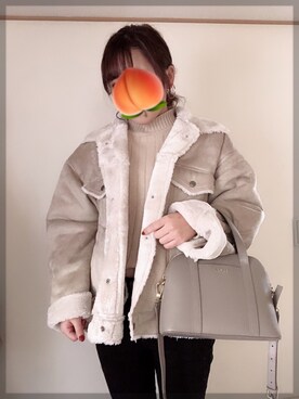 「archives（アルシーヴ）のアイテム（ムートンコート）」を使った、momoさん（レディース・155cm）の冬コーディネート