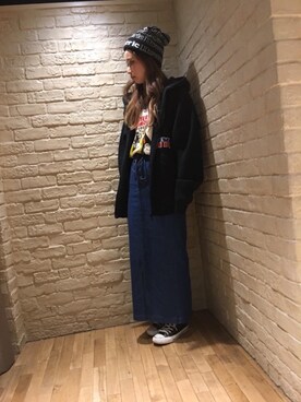 anna yamaguchiさんの「Sデニムロングタイトスカート」を使ったコーディネート