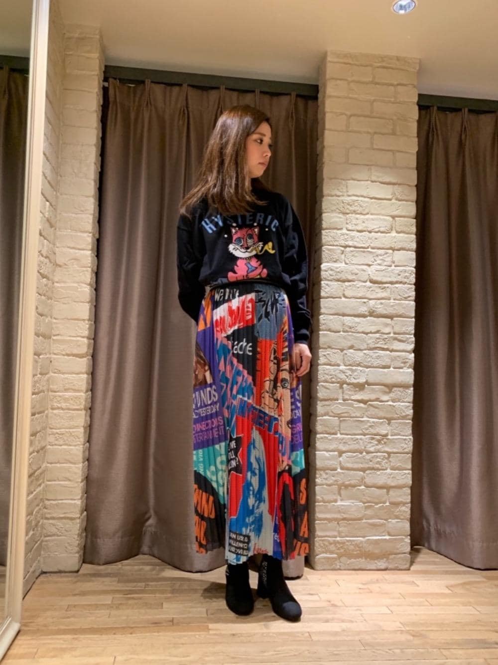 「ニット、Hysteric Glamour、春コーデ」｜「HYSTERIC GLAMOURのSCRATCH FEVER ｐｔ メッシュスカート（スカート、その他）」を使った、anna yamaguchiさん（レディース・162cm）の春コーディネートの1枚目の写真