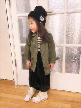 「Lee（リー）のアイテム（帽子）」を使った、SGRさん（キッズ・90cm）の冬コーディネート