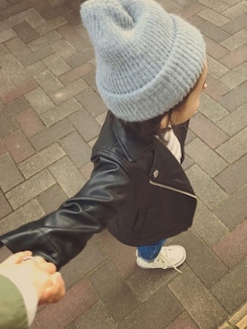 「コンバース ハイカット」｜「アイテム（ニットキャップ/ビーニー）」を使った、SGRさん（キッズ・100cm）の春コーディネート