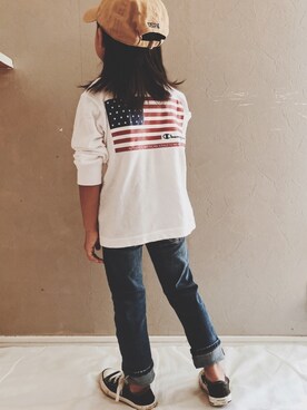 「USA」｜「アイテム（帽子）」を使った、SGRさん（キッズ・100cm）の夏コーディネート
