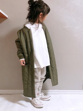 「antiqua（アンティカ）のアイテム（その他アウター）」を使った、SGRさん（キッズ・110cm）の冬コーディネート